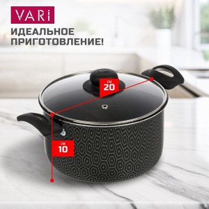 Кастрюля алюминий, антипригарное покрытие, 3 л, с крышкой, крышка стекло, Vari, В семье вкуснее, VSV45120/11