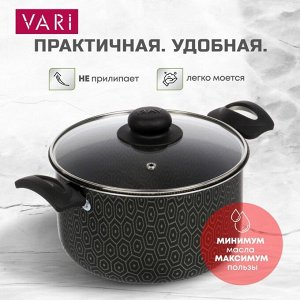 Кастрюля алюминий, антипригарное покрытие, 3 л, с крышкой, крышка стекло, Vari, В семье вкуснее, VSV45120/11