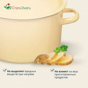 Кастрюля эмалированная сталь, 1.5 л, с крышкой, крышка сталь, СтальЭмаль, 2с15/1/ 6с15, в ассортименте, индукция