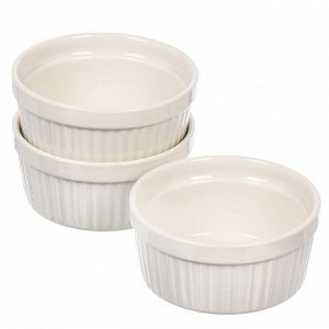 Кокотница керамика, 3 шт, 9 см, белая, Y4-6552