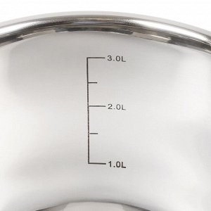 Кастрюля нержавеющая сталь, 3.7 л, крышка стекло, Daniks, Орландо, GS-01435-20CA, индукция
