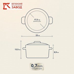Кастрюля эмалированная сталь, 1.5 л, с крышкой, крышка стекло, цилиндрическая, Керченский металлургический завод, Цветное печенье, 51904-352/4.02, белая