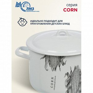 Кастрюля эмалированная сталь, 4.3 л, с крышкой, крышка сталь, цилиндрическая, ЛЗЭП, Corn, С-16141/4Э, индукция