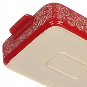 Форма для запекания керамика, 31х21х6 см, фигурная, Круги на красном, Y6-10299