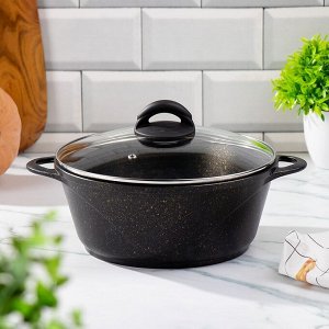 Кастрюля алюминий, антипригарное покрытие, 4 л, крышка стекло, Гурман, Eclipse, ГМк403ЭКИ, индукция
