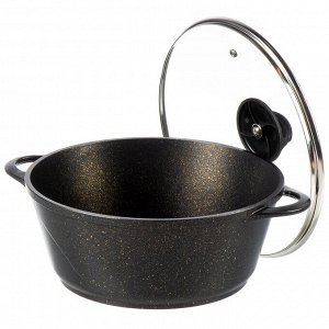 Кастрюля алюминий, антипригарное покрытие, 4 л, крышка стекло, Гурман, Eclipse, ГМк403ЭКИ, индукция