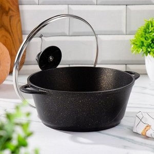 Кастрюля алюминий, антипригарное покрытие, 4 л, с крышкой, крышка стекло, Гурман, Eclipse, ГМк403ЭКИ, индукция