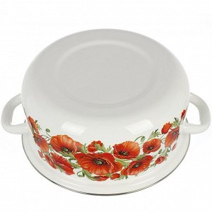 Кастрюля эмалированная сталь, 4 л, крышка сталь, сферический, Daniks, Маковый цвет, 61904-142/6-У