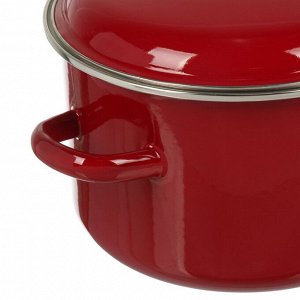 Кастрюля эмалированная сталь, 2 л, с крышкой, крышка сталь, цилиндрическая, Сибирские товары, 9MD161P, вишневая, индукция