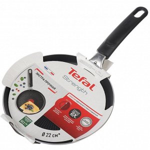 Блинница алюминий, 22 см, антипригарное покрытие, Tefal, Strength, 042 31 522, бакелитовая ручка