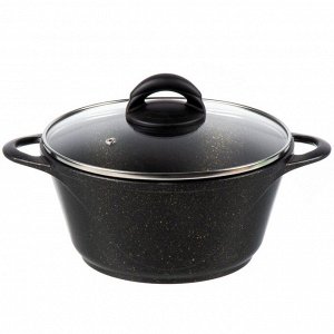 Кастрюля алюминий, антипригарное покрытие, 2 л, с крышкой, крышка стекло, Гурман, Eclipse, ГМк203ЭКИ, индукция