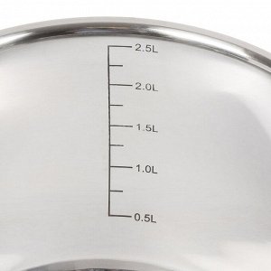 Кастрюля нержавеющая сталь, 2.7 л, крышка стекло, Daniks, Орландо, GS-01435-18CA, серебристая, индукция
