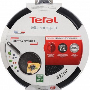 Блинница алюминий, 22 см, антипригарное покрытие, Tefal, Strength, 042 31 522, бакелитовая ручка