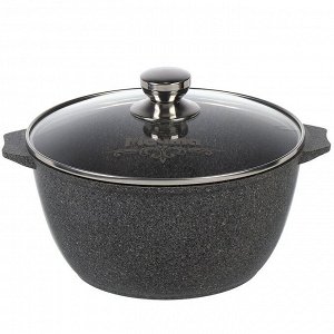 Кастрюля алюминий, антипригарное покрытие, 5 л, с крышкой, крышка стекло, Мечта, Premium grey, 45901, серая