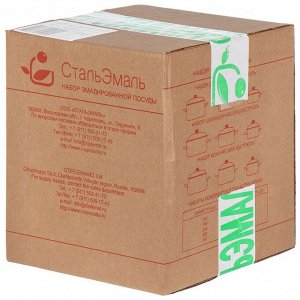Набор посуды эмалированная сталь, 3 предмета, 2, 4, 5.5 л, индукция, СтальЭмаль, Чайный домик, 1с408