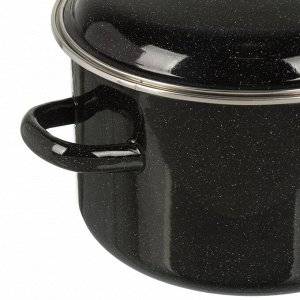 Кастрюля эмалированная сталь, 2 л, крышка сталь, цилиндрическая, Сибирские товары, 9MD161P, черный рябчик, индукция