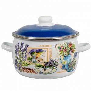 Кастрюля эмалированная сталь, 5.5 л, с крышкой, крышка сталь, сферический, СтальЭмаль, Горная лаванда, 6RC221M, индукция