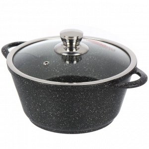 Кастрюля алюминий, антипригарное покрытие, 2 л, с крышкой, крышка стекло, Горница, Гранит Induction, Ик2233аг, индукция