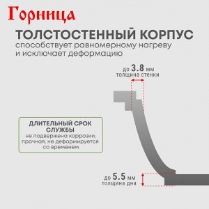 Кастрюля алюминий, антипригарное покрытие, 2 л, с крышкой, крышка стекло, Горница, Гранит Induction, Ик2233аг, индукция