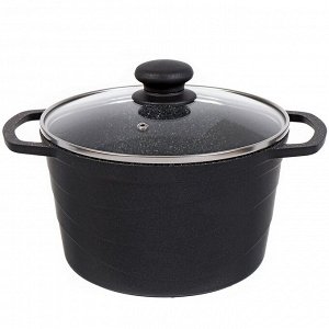 Кастрюля алюминий, антипригарное покрытие, 3 л, с крышкой, крышка стекло, Нева Металл Посуда, Гранит, L186630i, индукция
