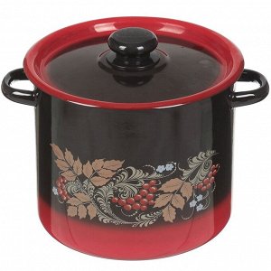 Кастрюля эмалированная сталь, 5.5 л, с крышкой, крышка сталь, цилиндрическая, Сибирские товары, С1617.38