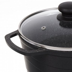 Кастрюля алюминий, антипригарное покрытие, 3 л, с крышкой, крышка стекло, Нева Металл Посуда, Гранит, L186630i, индукция