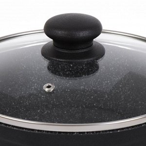 Кастрюля алюминий, антипригарное покрытие, 3 л, с крышкой, крышка стекло, Нева Металл Посуда, Гранит, L186630i, индукция