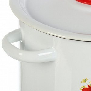 Кастрюля эмалированная сталь, 3.5 л, крышка сталь, цилиндрическая, Сибирские товары, Маки, С1612.3*67