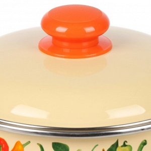 Кастрюля эмалированная сталь, 3 л, крышка сталь, сферический, Сибирские товары, Перцы, 1MC181P, индукция