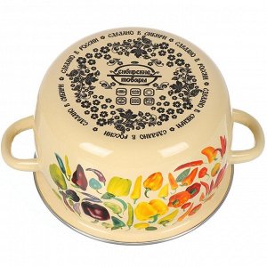 Кастрюля эмалированная сталь, 3 л, крышка сталь, сферический, Сибирские товары, Перцы, 1MC181P, индукция