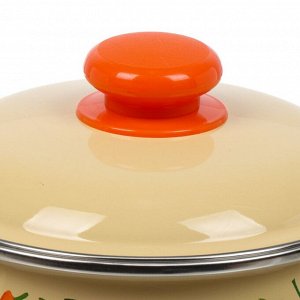 Кастрюля эмалированная сталь, 2 л, с крышкой, крышка сталь, сферический, Сибирские товары, Перцы, 1MC161P, индукция
