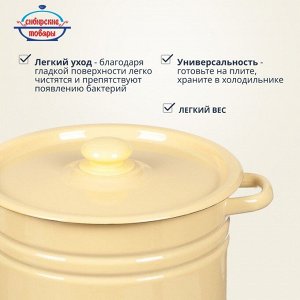 Кастрюля эмалированная сталь, 12 л, крышка сталь, цилиндрическая, Сибирские товары, С41624/.3П/СГ/3/П/3СГ, в ассортименте