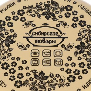 Кастрюля эмалированная сталь, 5.5 л, с крышкой, крышка сталь, сферический, Сибирские товары, Перцы, 1MC221P, индукция