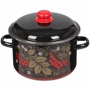 Кастрюля эмалированная сталь, 5.5 л, с крышкой, крышка сталь, цилиндрическая, СтальЭмаль, Рябина, 7RD221M/7RD221S, в ассортименте, индукция