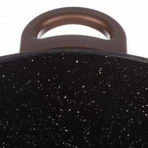 Кастрюля алюминий, антипригарное покрытие, 4.3 л, с крышкой, крышка стекло, MercuryHaus, Flame, 1790-MC, коричневая, индукция