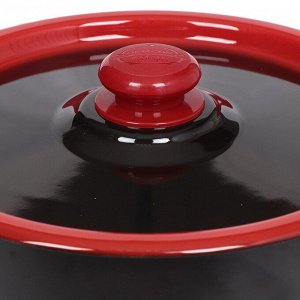 Кастрюля эмалированная сталь, 8 л, с крышкой, крышка сталь, сферический, Сибирские товары, С1920.38, красно-черная