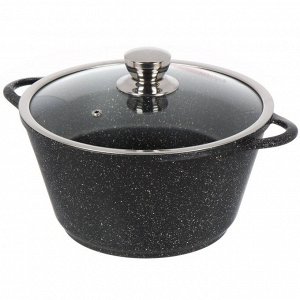 Кастрюля алюминий, антипригарное покрытие, 5 л, с крышкой, крышка стекло, Горница, Гранит Induction, Ик2732аг, индукция
