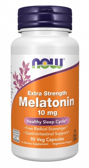 Мелатонин 10 мг NOW Foods, 90 капсул – для сна и восстановления, вегетарианские капсулы, усиленная формула