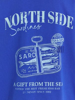 Mark Formelle Футболка женская синяя с принтом и надписью &quot;north side&quot;