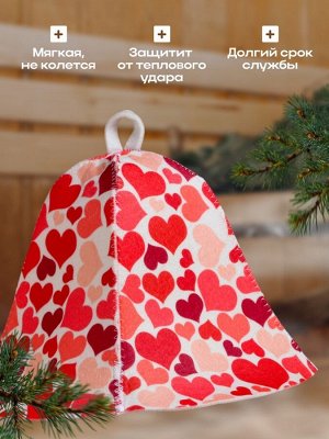 Шапка для бани "Сердечки"