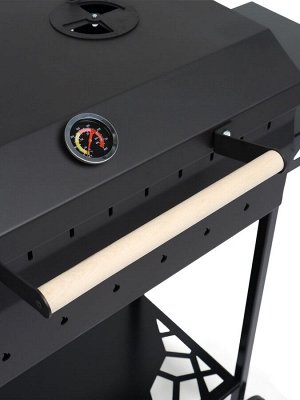 Мангал GrilMe MAX, 35x115x83 см, сталь 2 мм, термометр, 2 полки, колёса