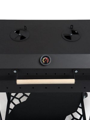 Мангал GrilMe MAX, 35x115x83 см, сталь 2 мм, термометр, 2 полки, колёса