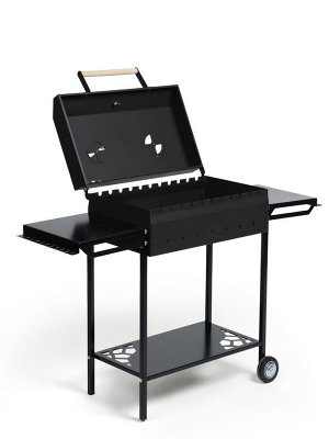 Мангал GrilMe MAX, 35x115x83 см, сталь 2 мм, термометр, 2 полки, колёса