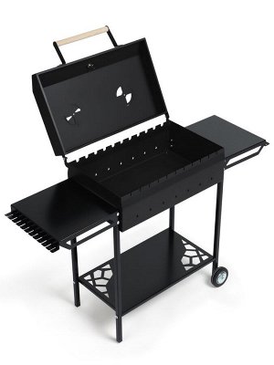 Мангал GrilMe MAX, 35x115x83 см, сталь 2 мм, термометр, 2 полки, колёса