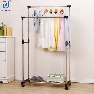 Напольная вешалка для двойная одежды на колесах 84,5*95-160*43см