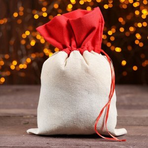 Мешок для подарков «Снеговичок и снежинки», на завязках, 29 x 22 см