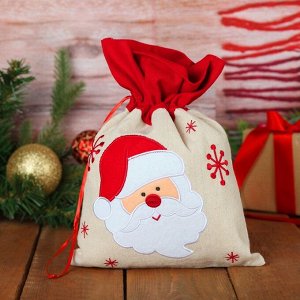 Мешок для подарков «Дед Мороз и снежинки», на завязках, 29 ? 22 см