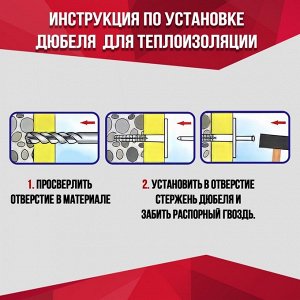 Дюбель ТУНДРА, для утеплителя, с пластиковым гвоздем, 10x160 мм, черный, 50 шт.