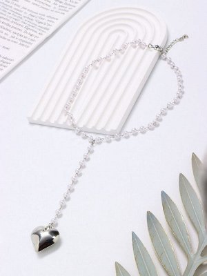 Кулон с жемчугом «Сердце» макси цвет серебро, 40 см