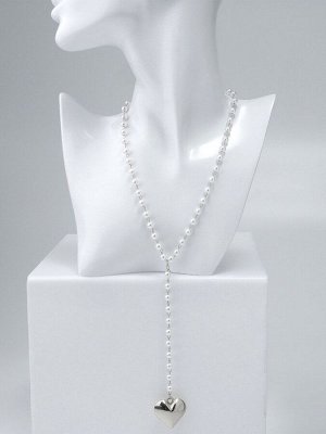 Кулон с жемчугом «Сердце» макси цвет серебро, 40 см